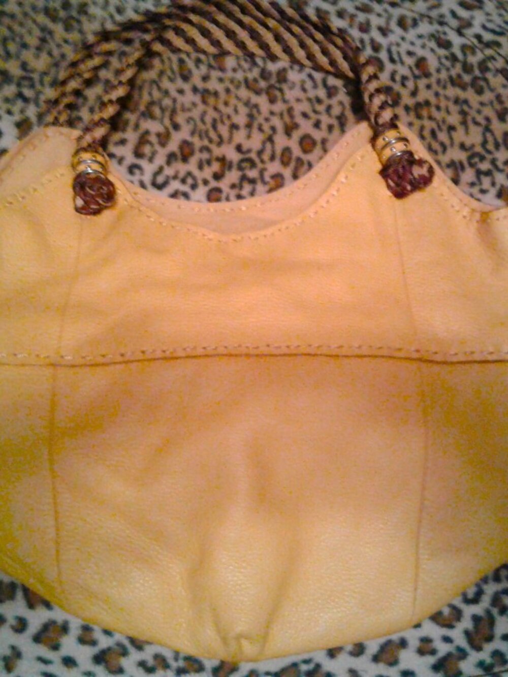 The Sak "Indio" Yellow Leather Hobo Style Bag with Braided Handles EXC